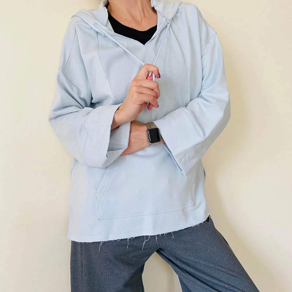 New Nike yoga hoodie top raw hem pastel